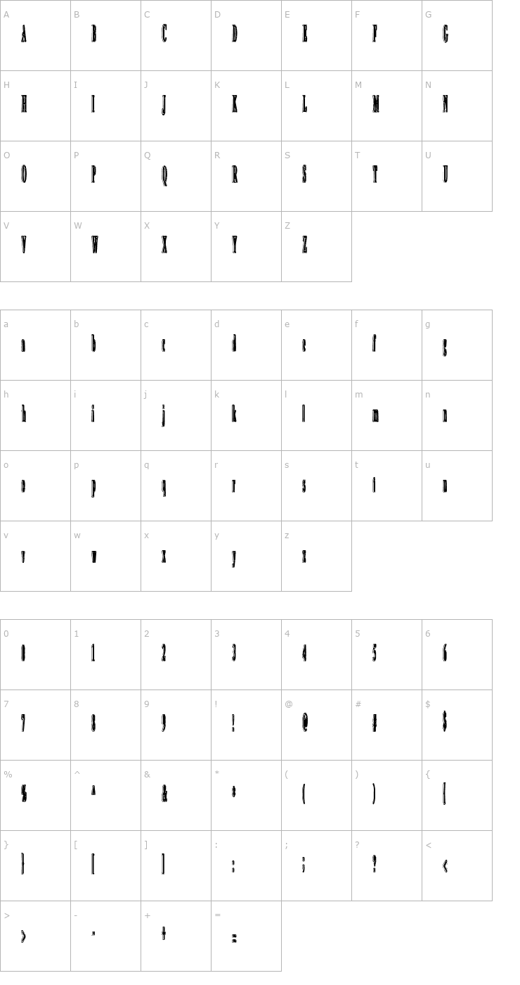 Character Map An irritating speck Font