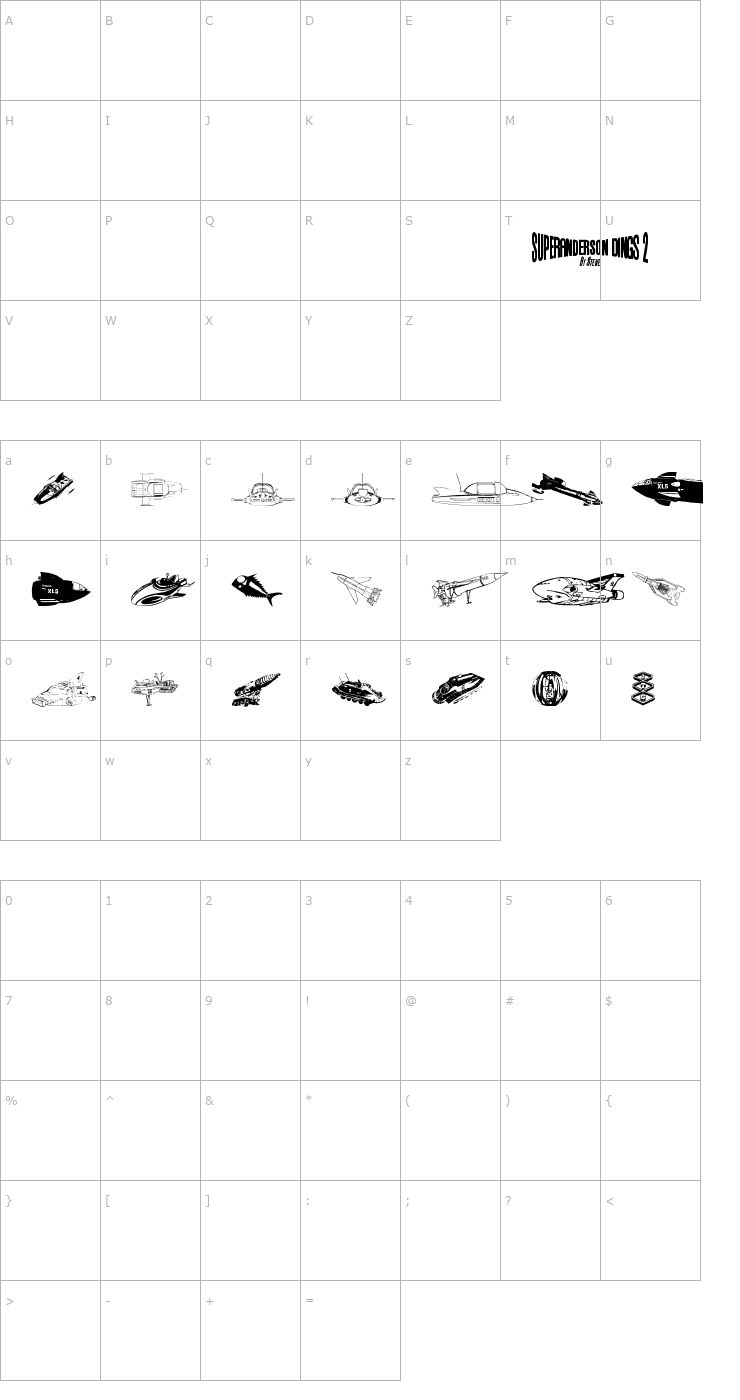 Character Map Anderson Dings 2 Font