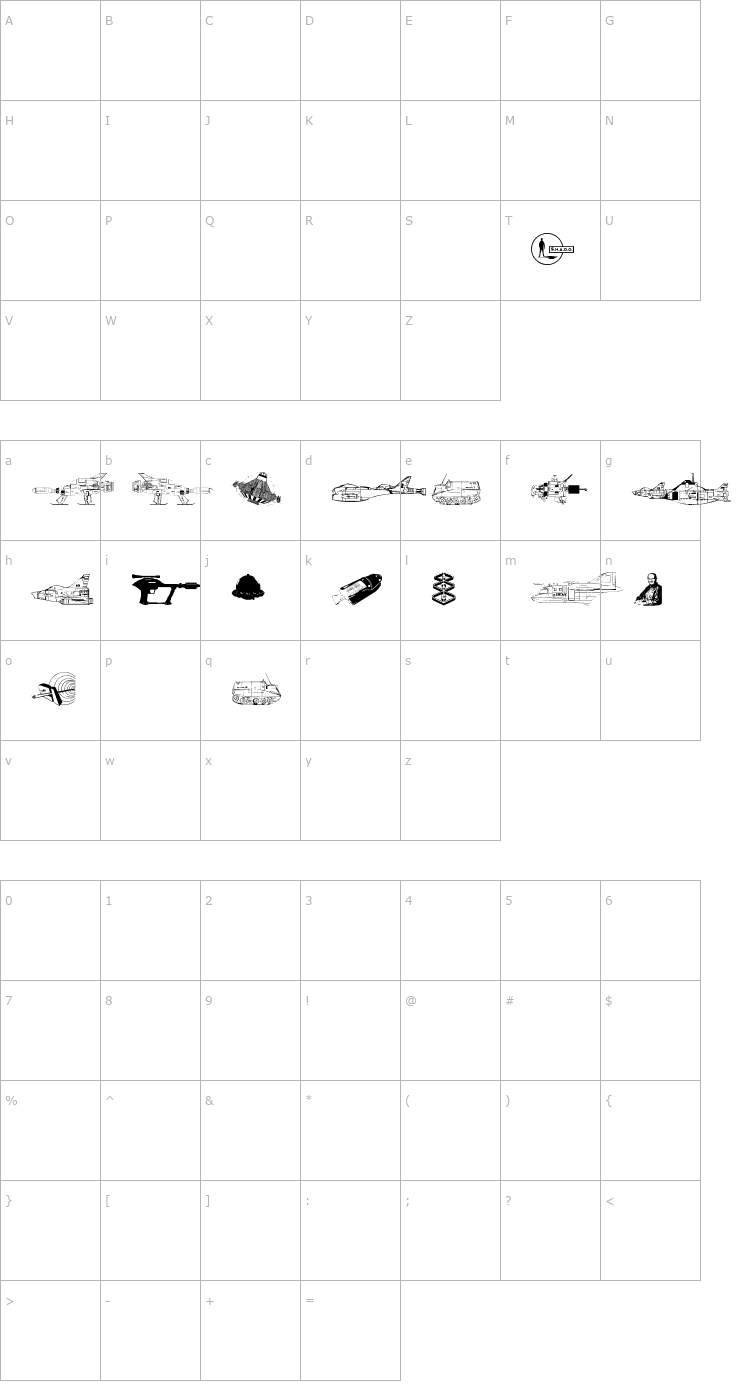 Character Map Anderson UFO Font