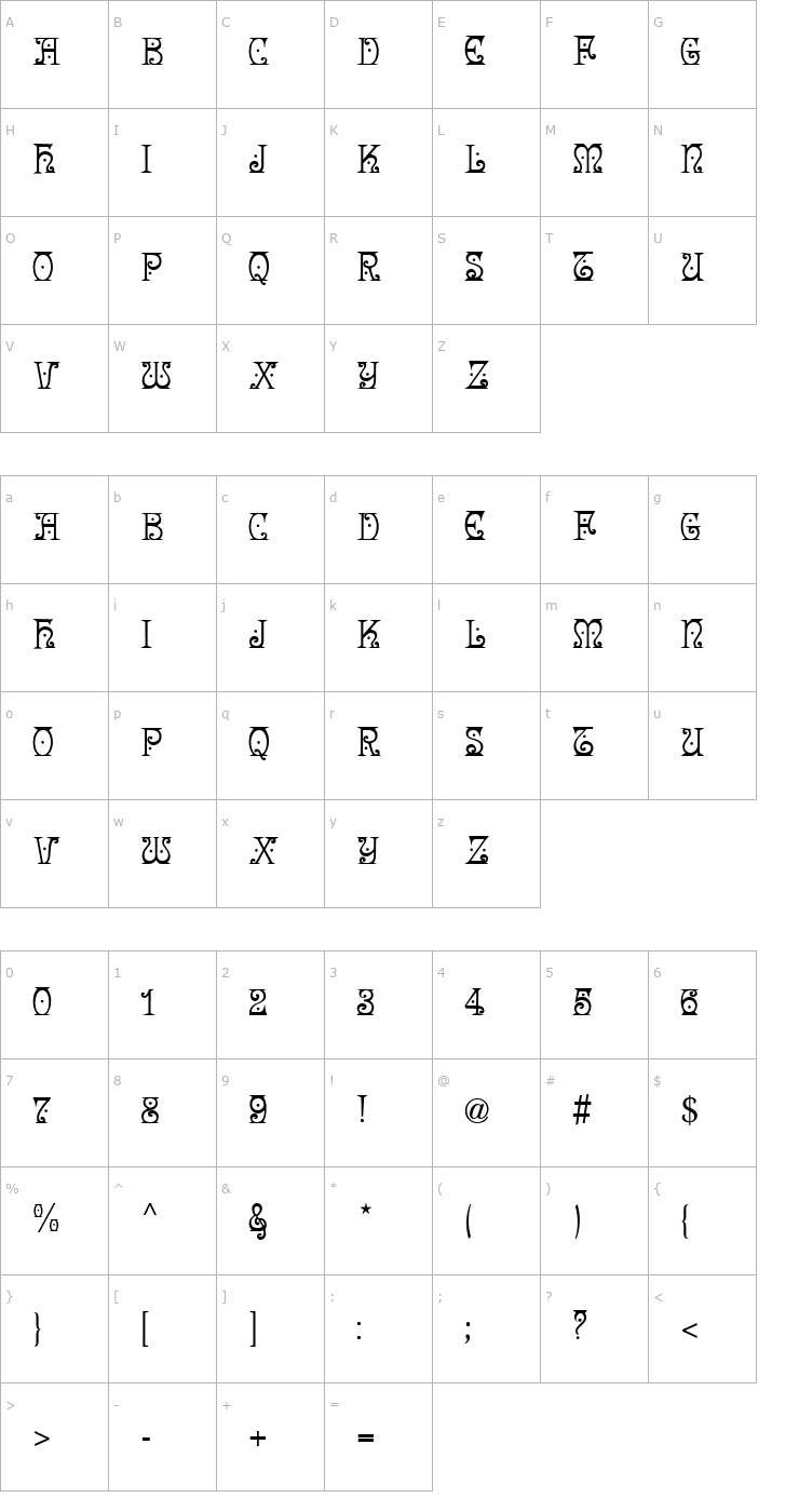 Character Map Angel Font