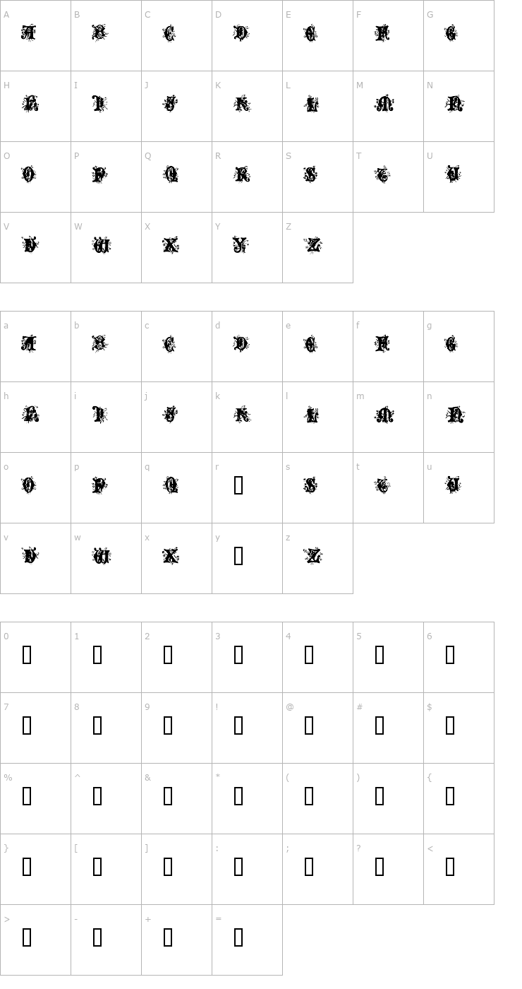 Character Map Angel Normal Font