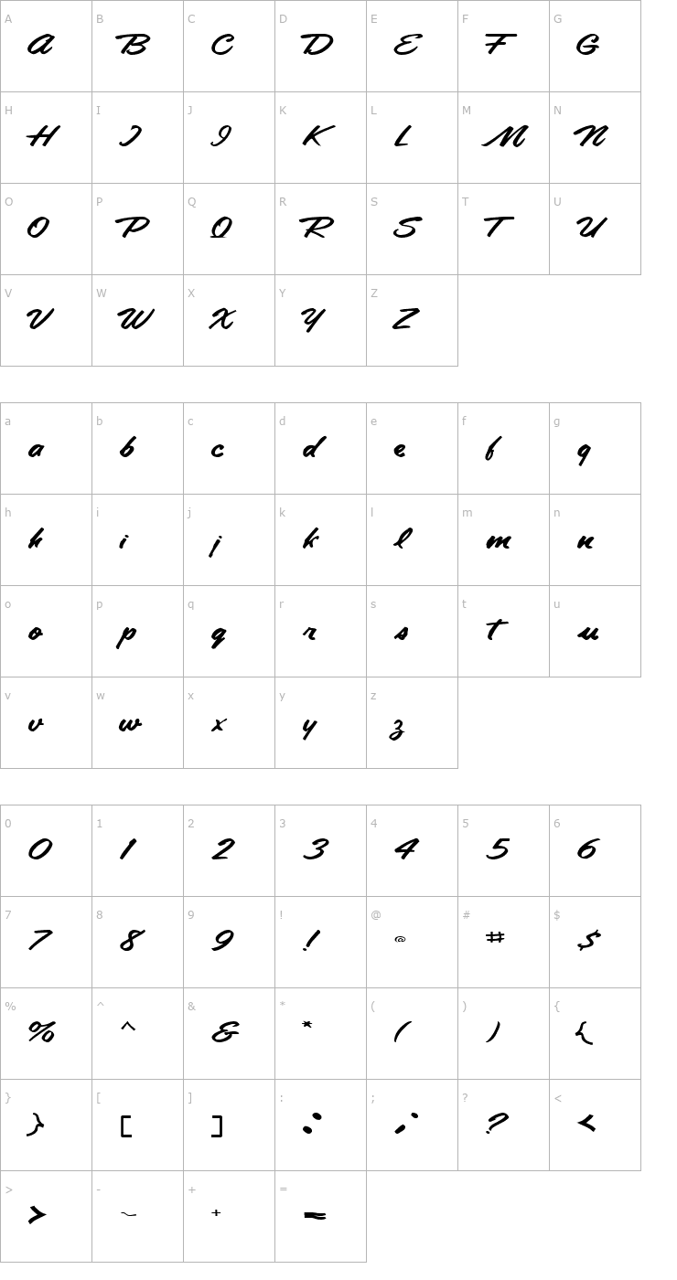 Character Map AnnaLisaFont71 Regular ttext Font