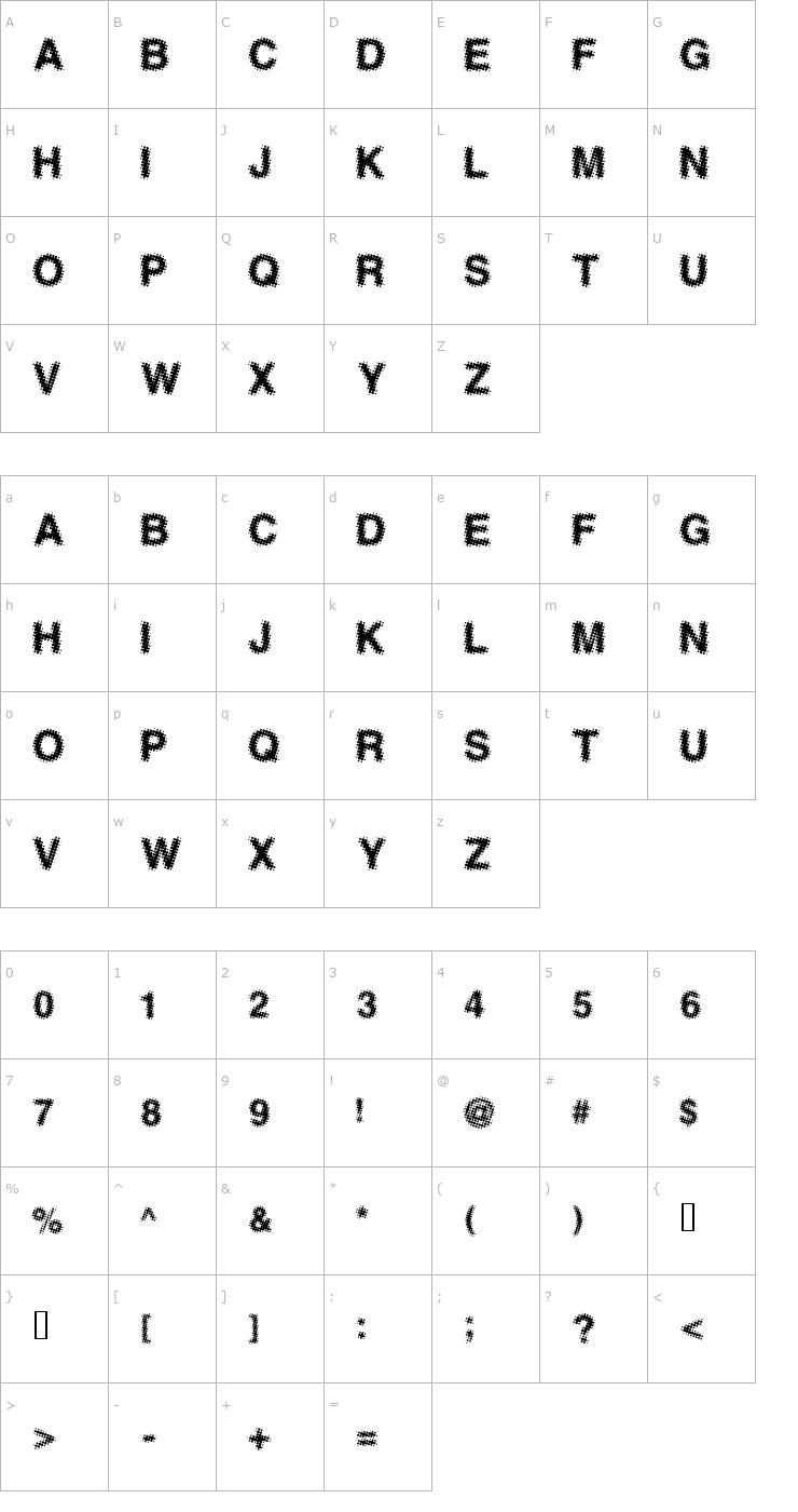 Character Map Antfarm Font