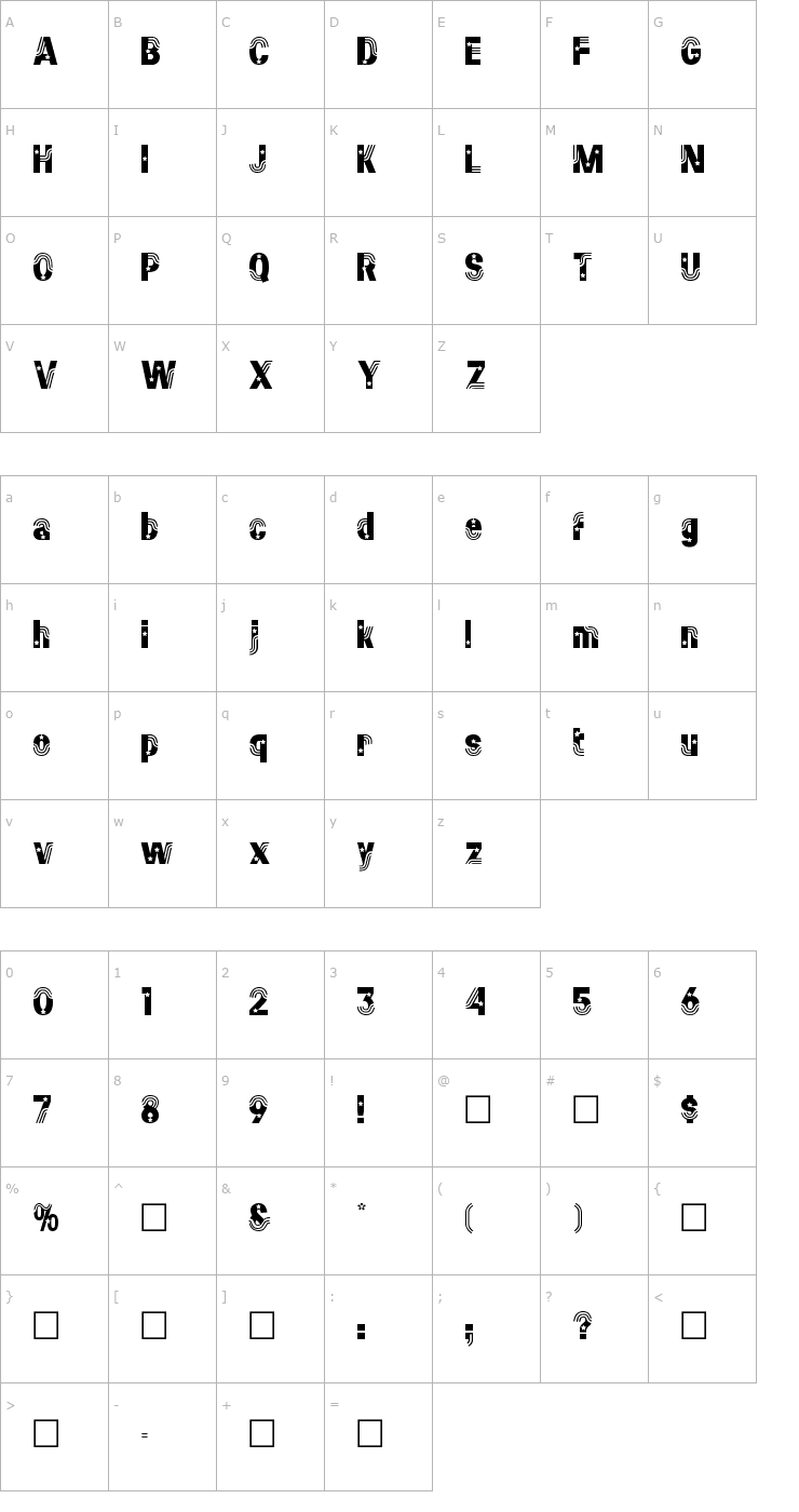 Character Map AnticFont Regular Font