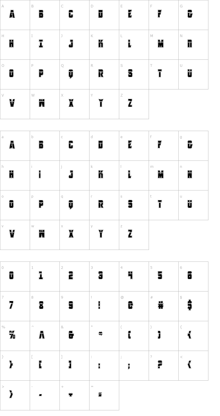 Character Map Antilles Laser Academy Font