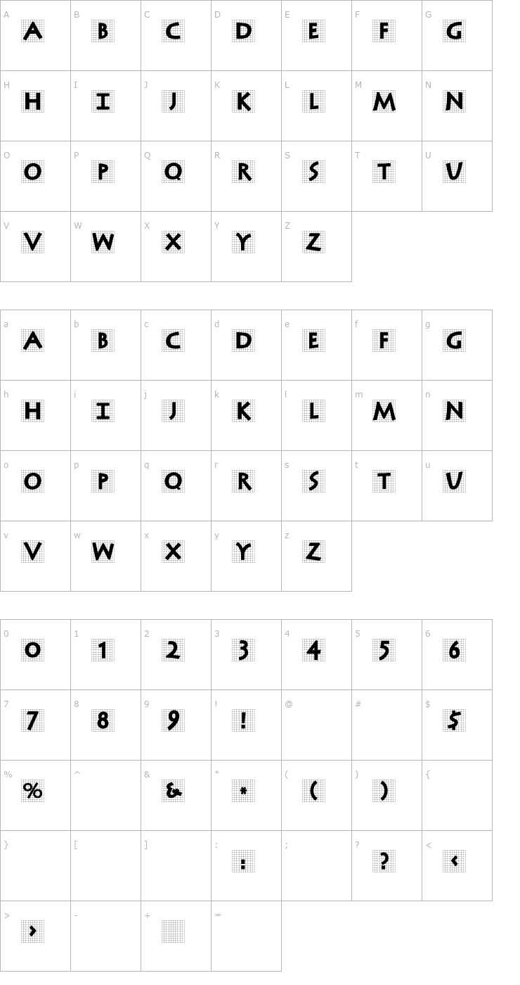 Character Map AntiquaInGrid Font