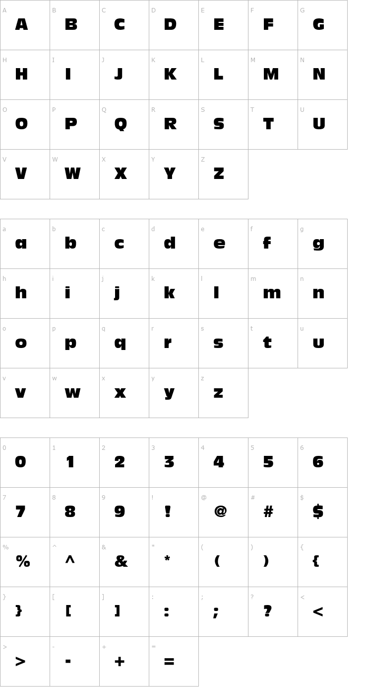 Character Map Antique Olive Compact Font