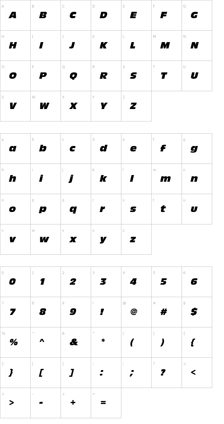 Character Map AntiqueOliTCom Italic Font