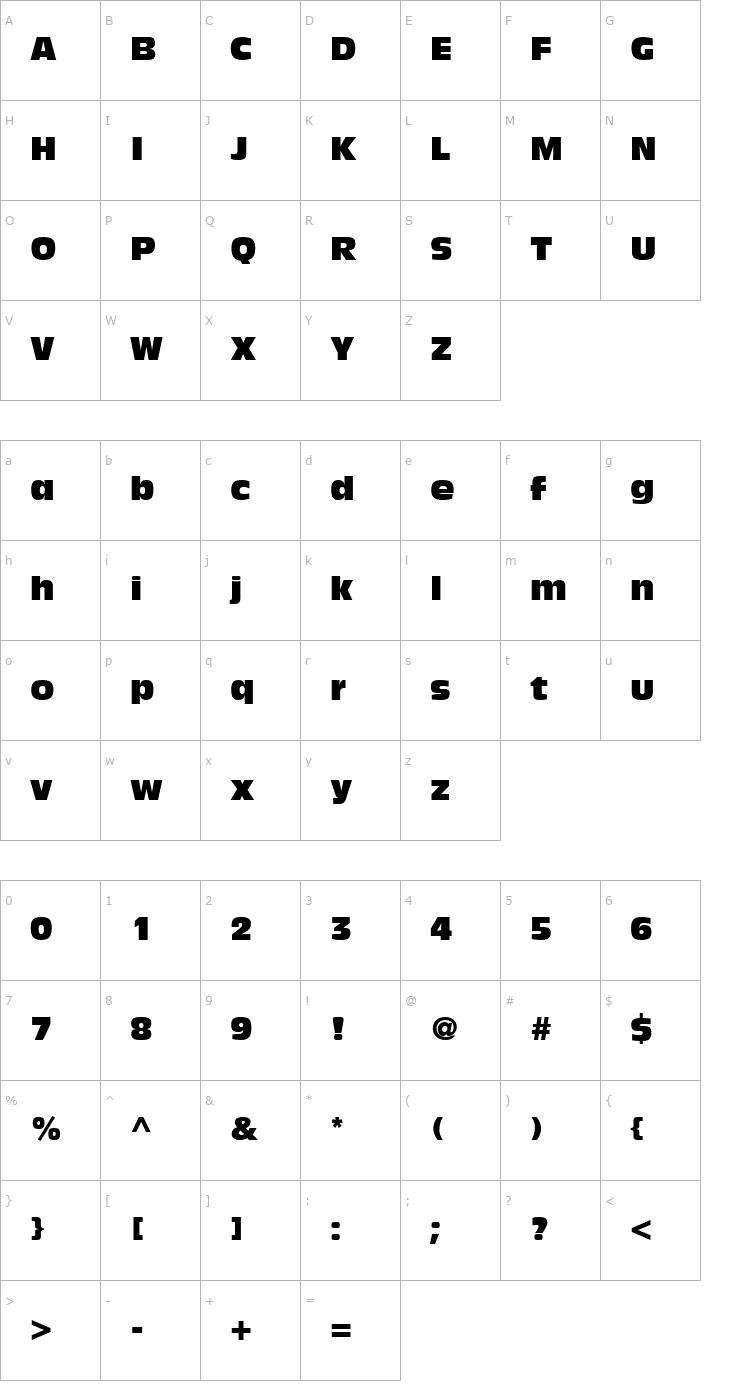 Character Map AntiqueOlive Compact Font