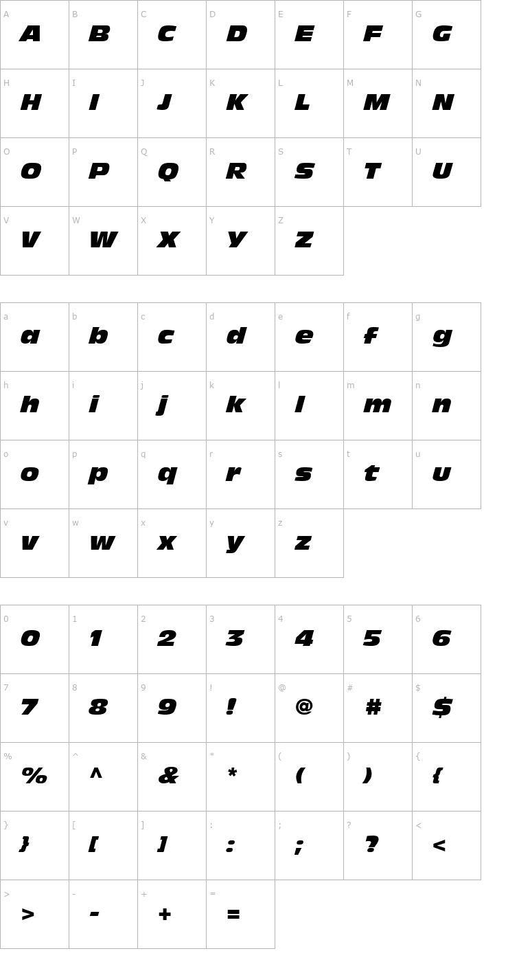 Character Map AntiqueOlive NordItalic Font