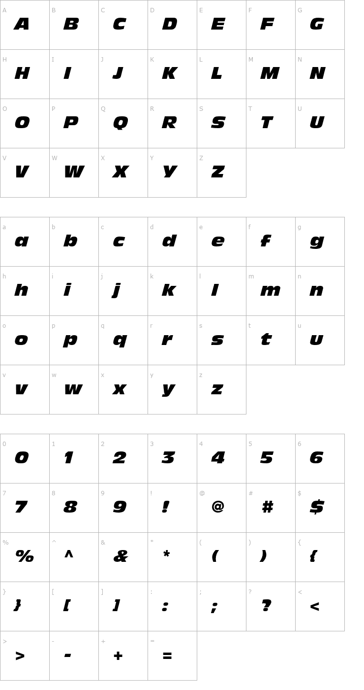 Character Map AntiqueOliveStd-NordItalic Font