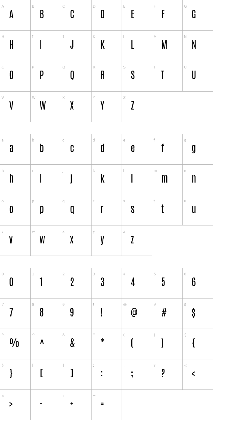 Character Map Antonio Font