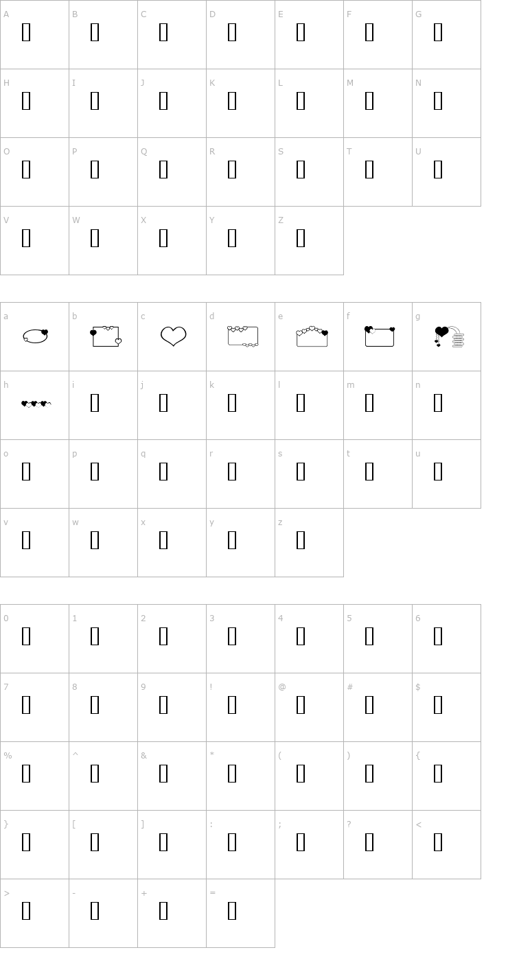 Character Map ap_hearts Font