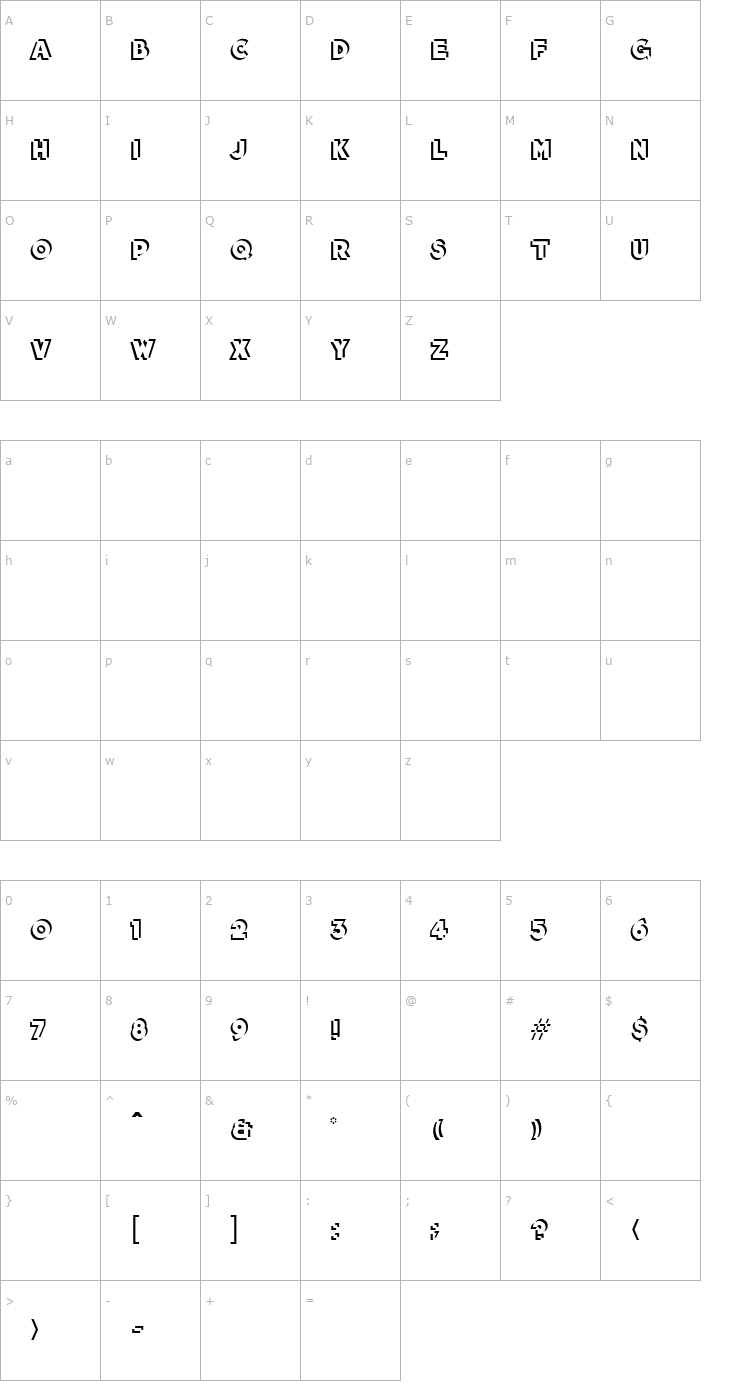 Character Map Apache Font