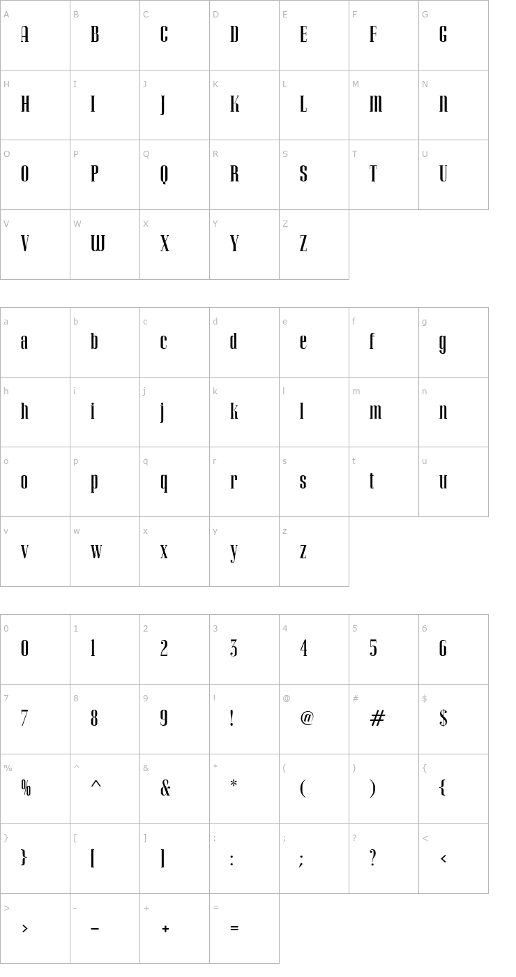 Character Map APCorvinusSkylineExpert Font