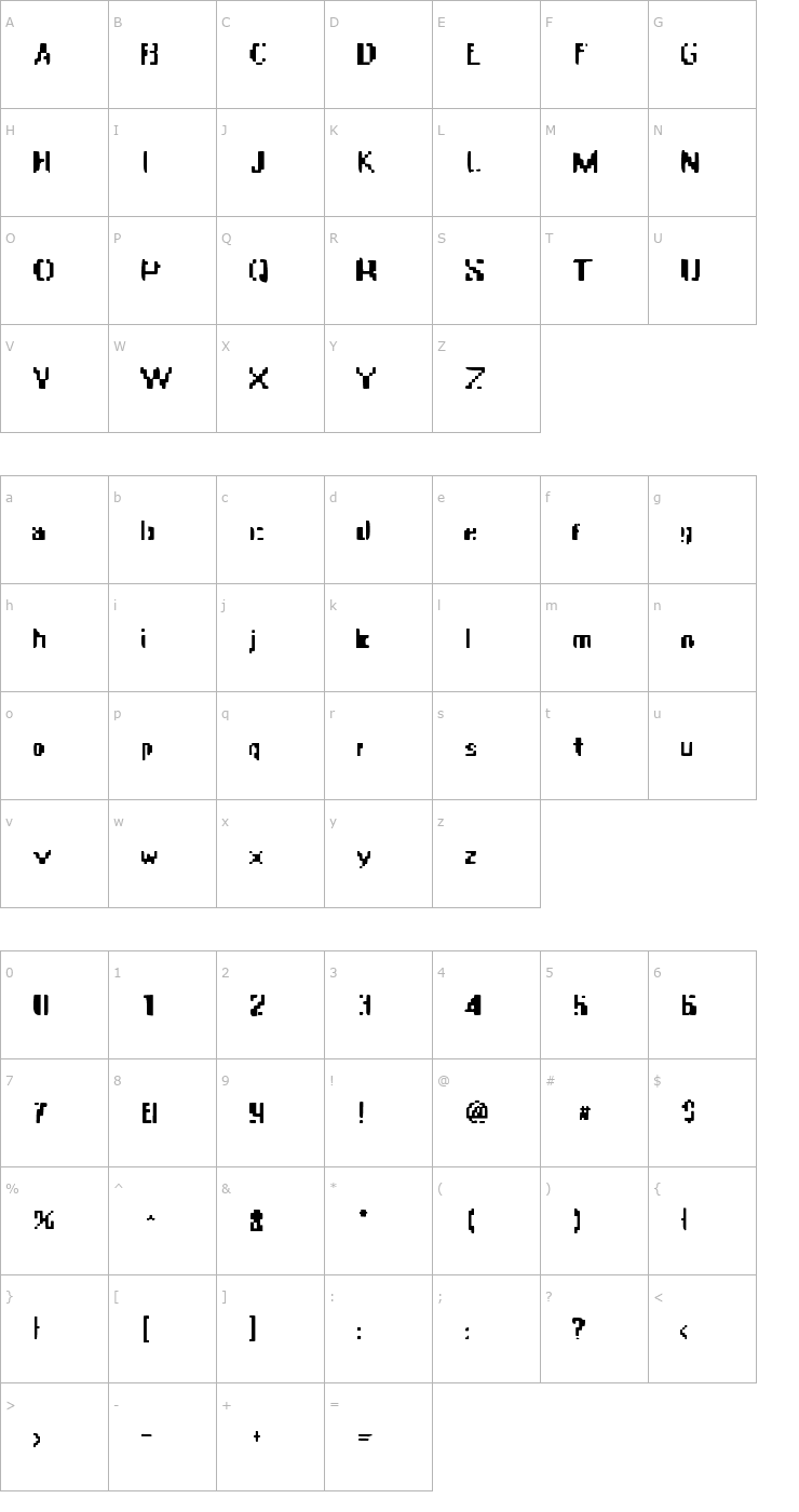 Character Map Apocalypse Fax Font