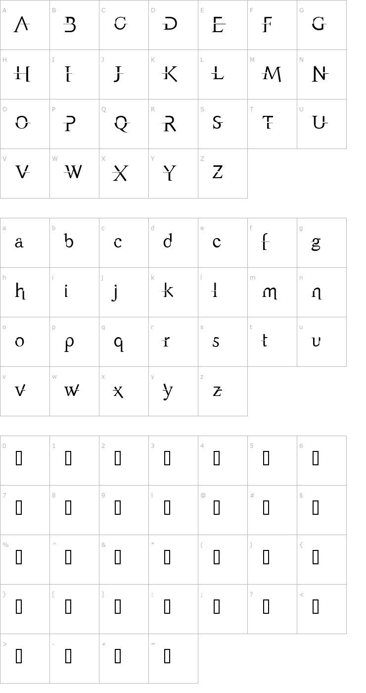 Character Map Appendix Font