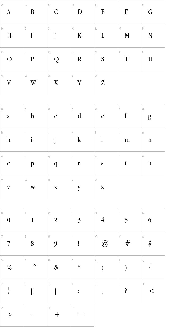 Character Map Apple Garamond Font