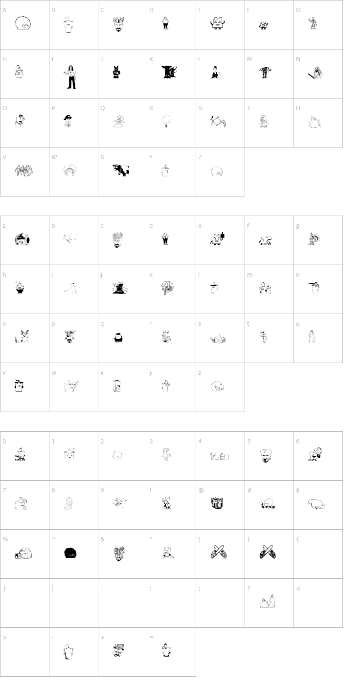 Character Map Aqua Teen Hunger Font