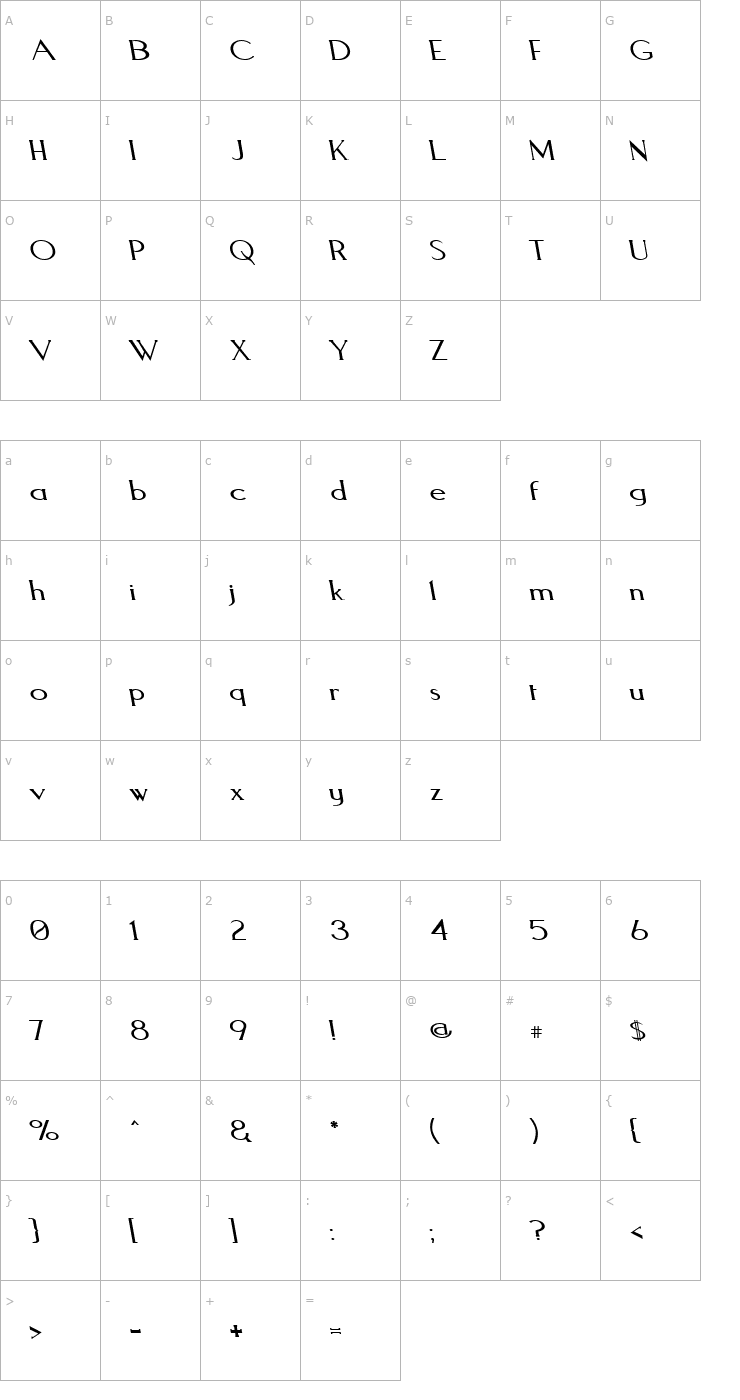 Character Map Aquaduct Reverse Italic Font