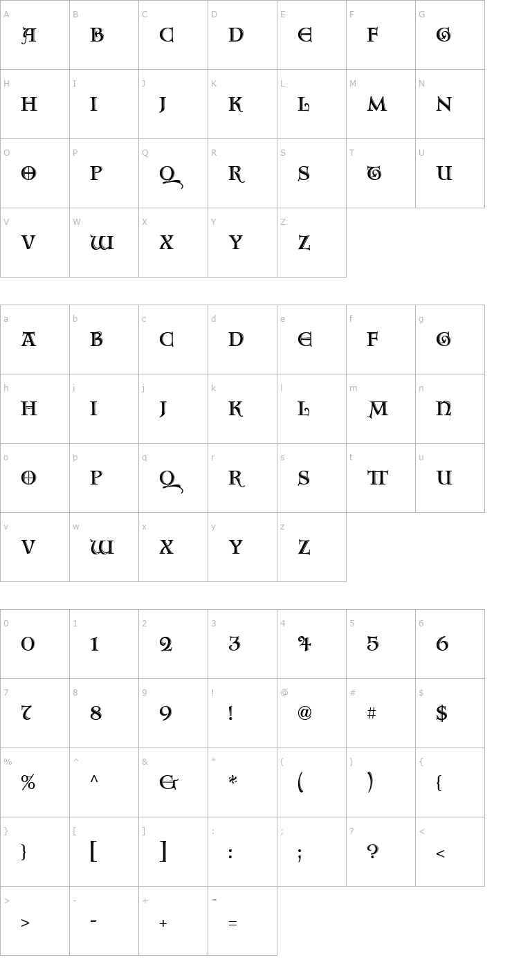 Character Map Aquitaine Initials ICG Alt Font