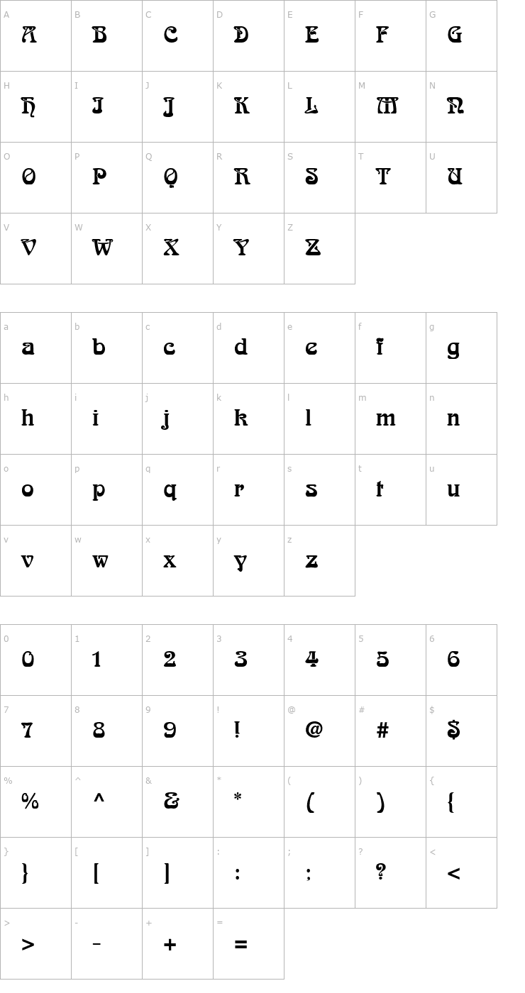 Character Map Arabia Font