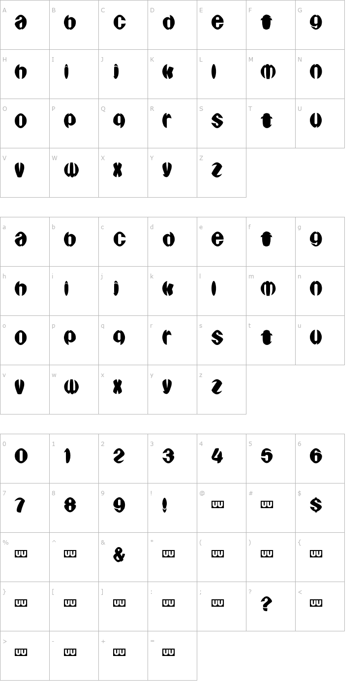 Character Map Aragones Font