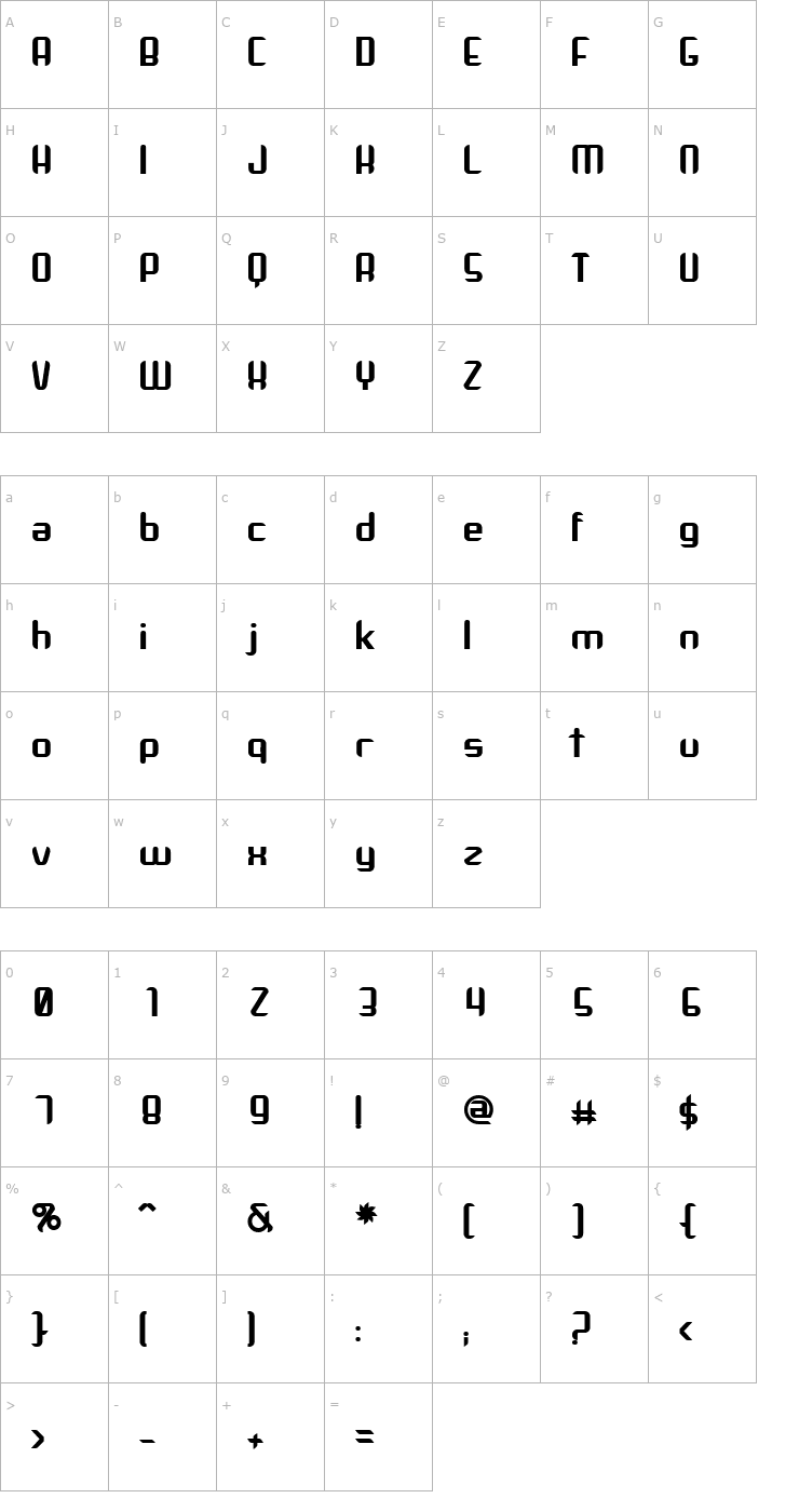 Character Map Arbeka Bold Font