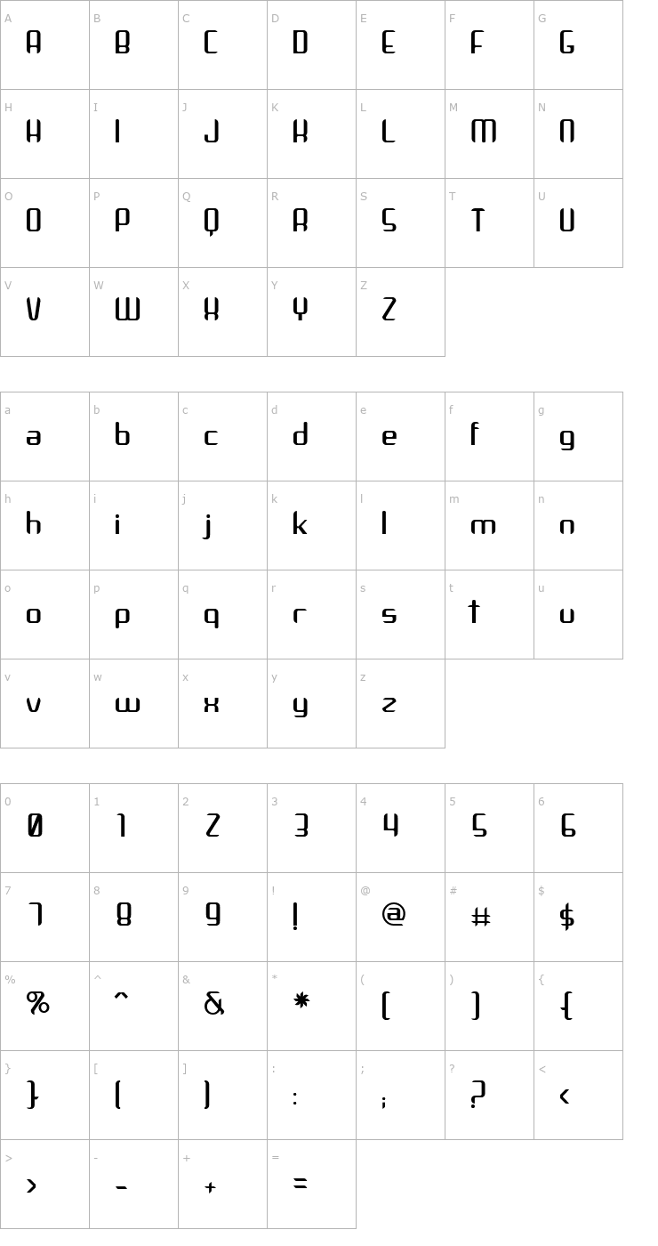 Character Map Arbeka Font