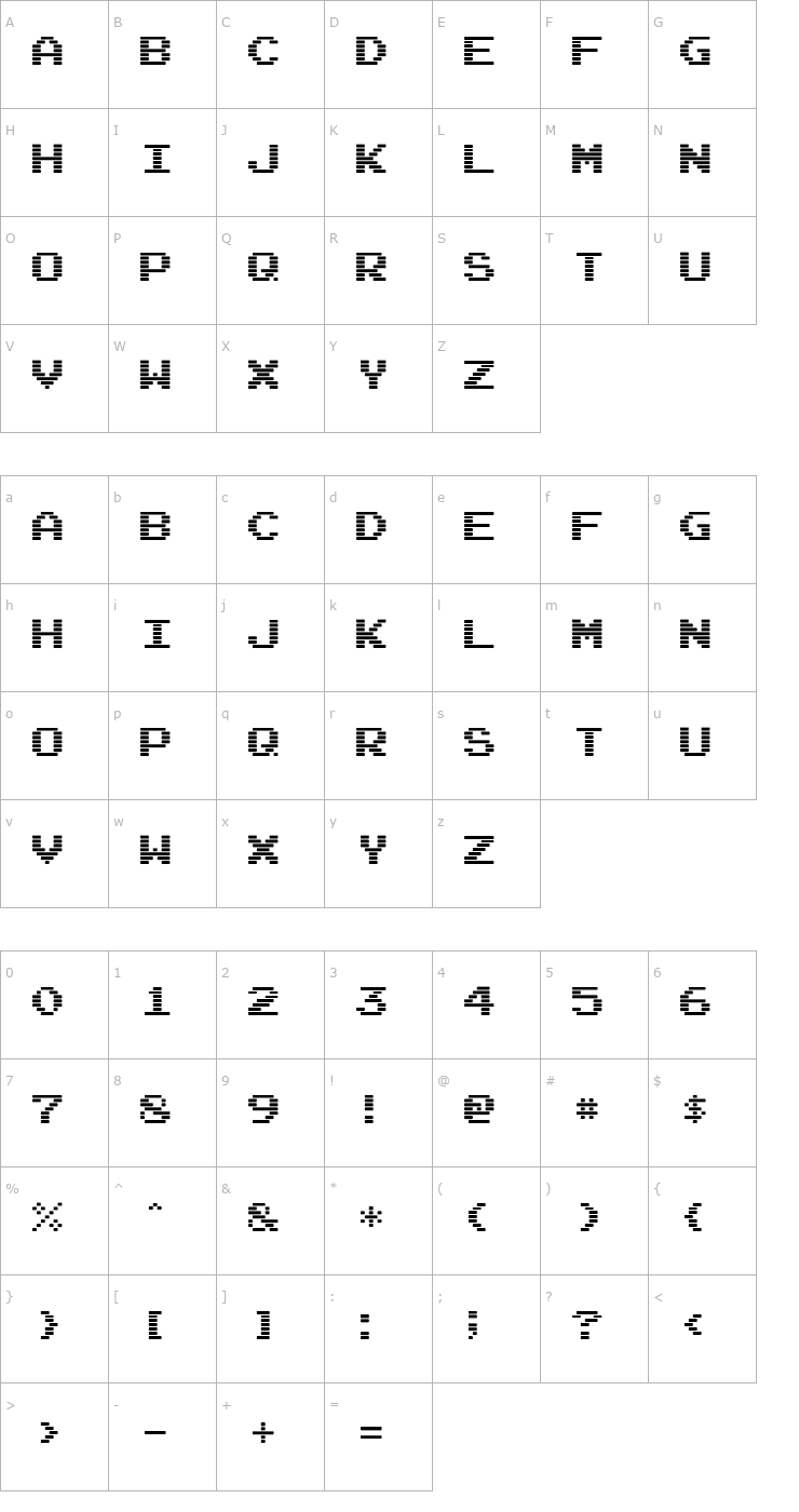 Character Map Arcade I Font