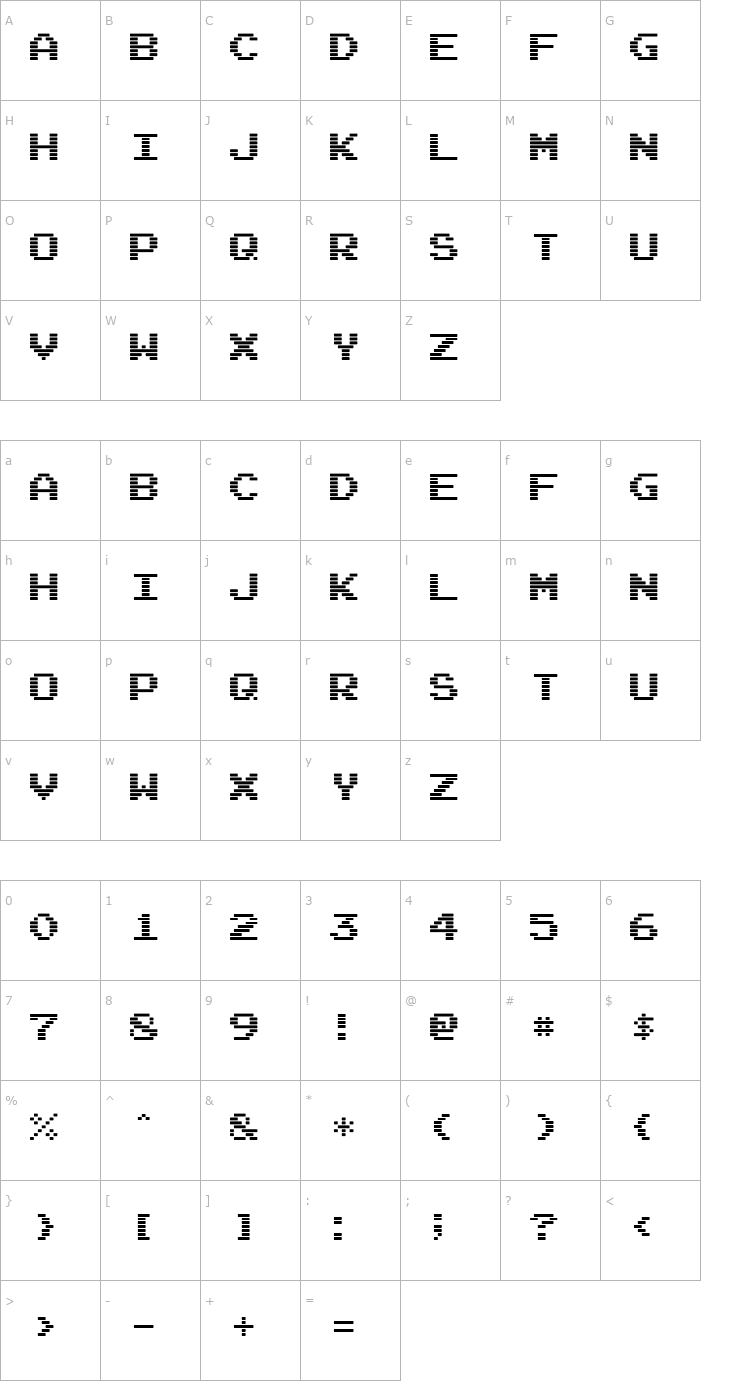 Character Map Arcade Interlaced Font