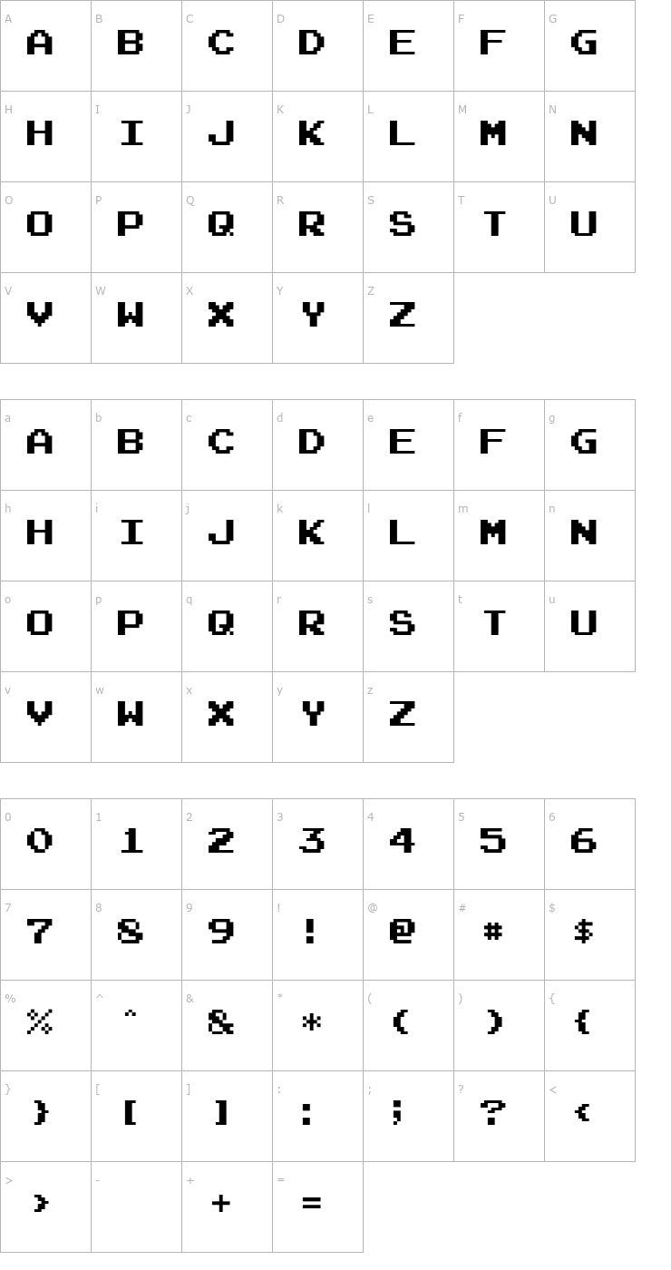 Character Map Arcade N Font