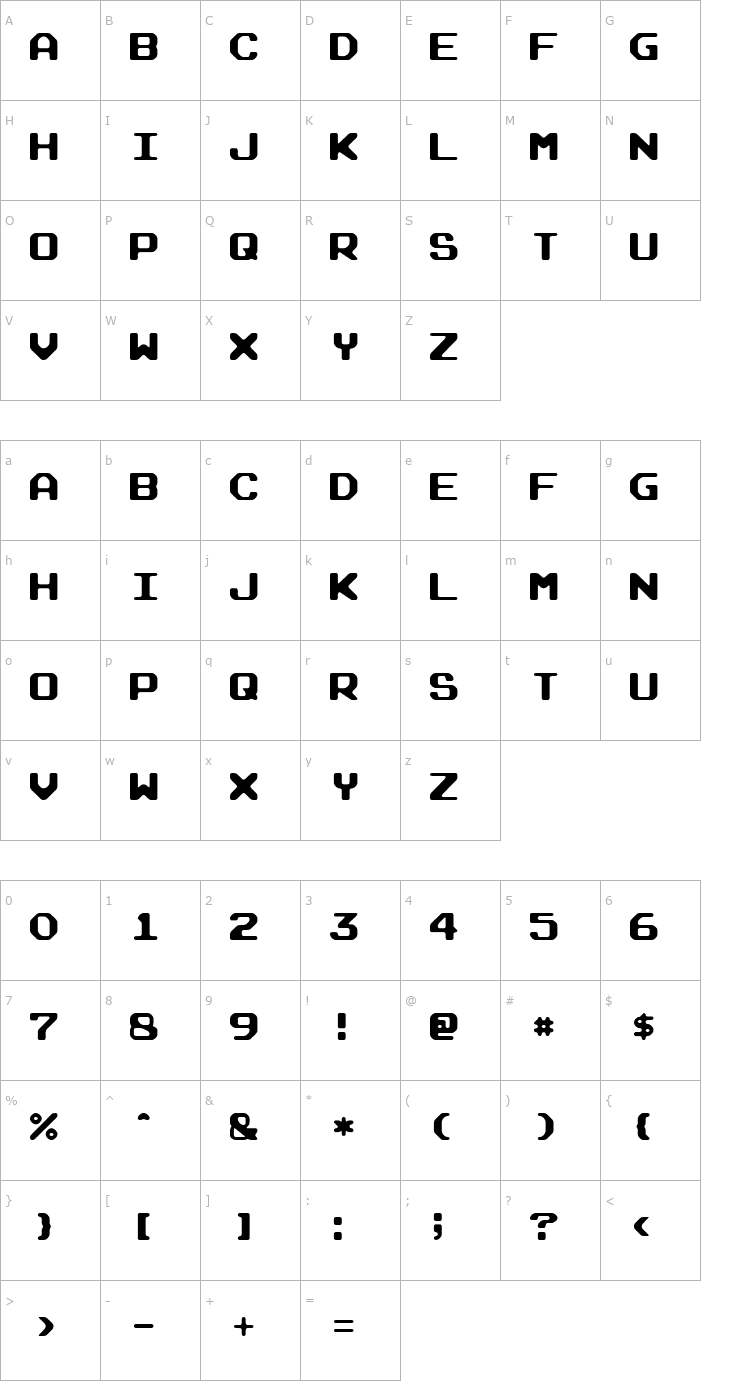 Character Map Arcade R Font