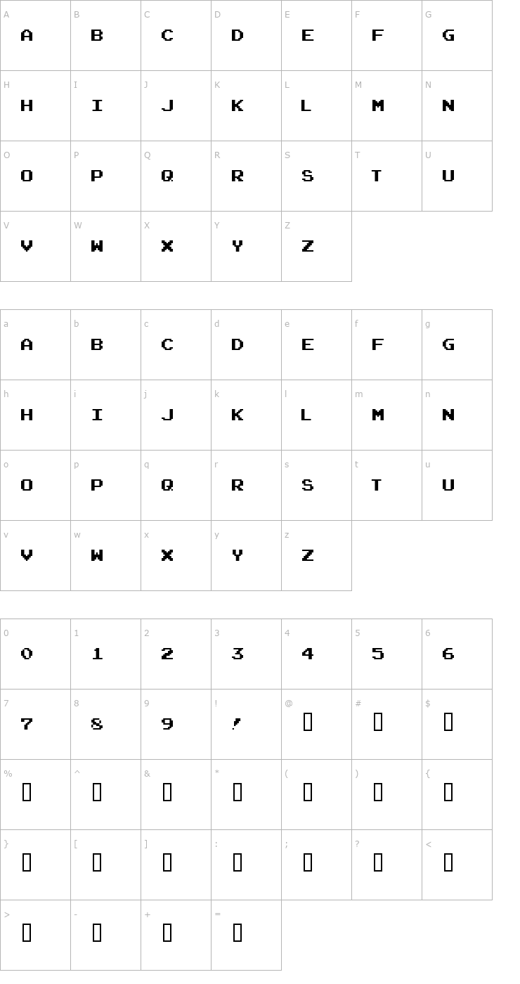 Character Map ArcadeClassic Font