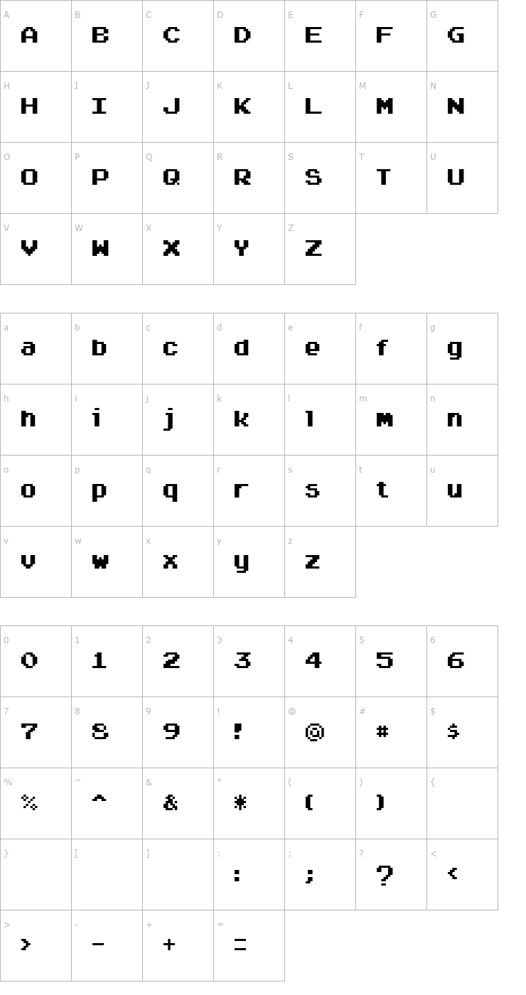 Character Map Arcadepix Font