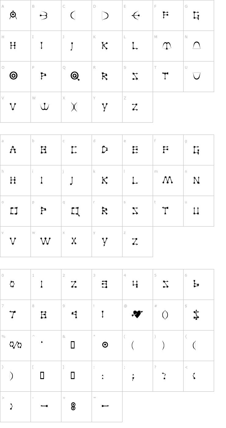 Character Map Archer Normal Font