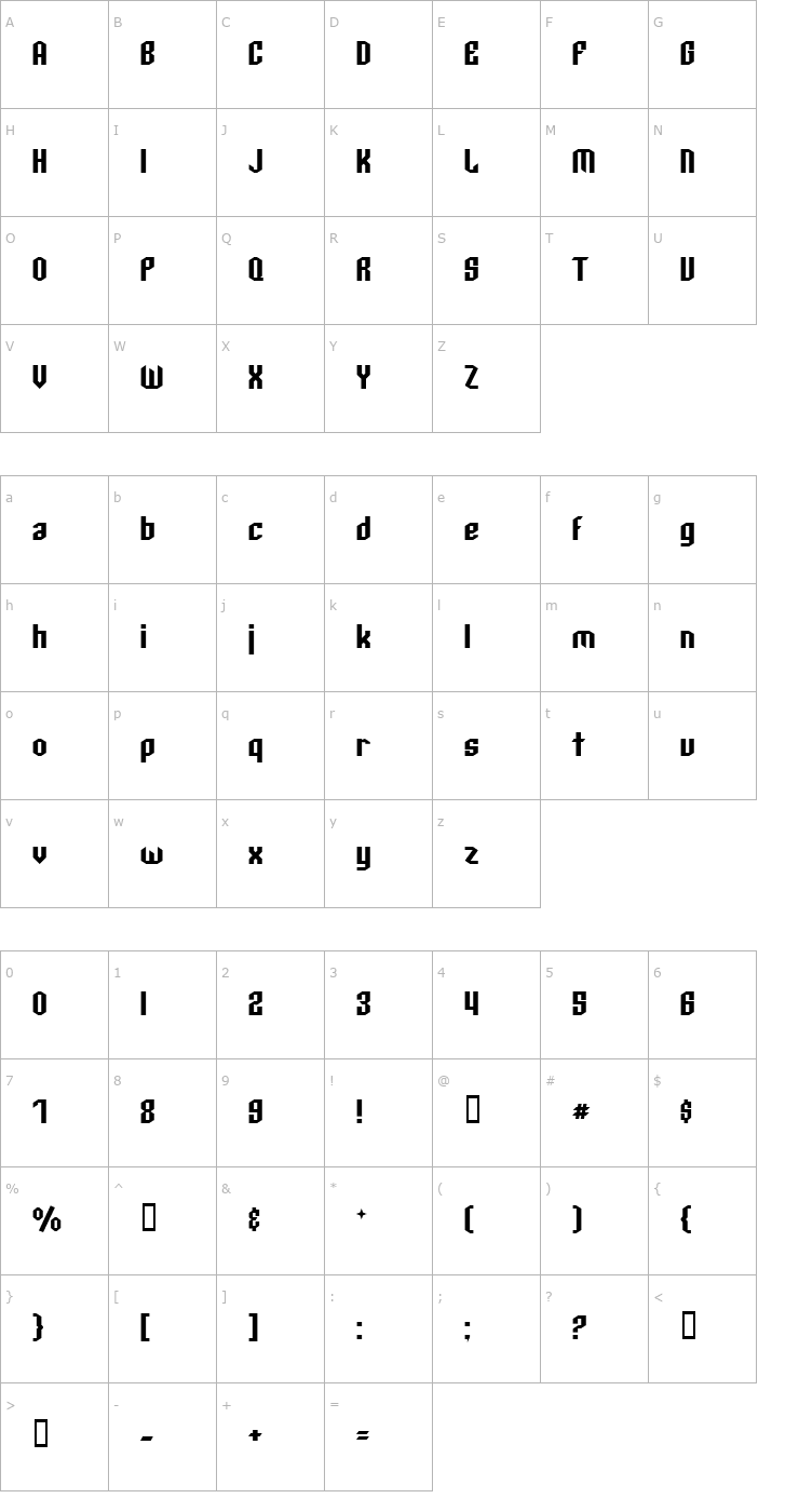 Character Map Archery Black Font