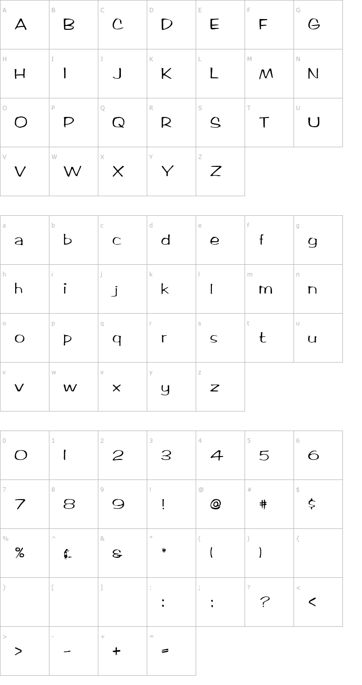 Character Map ARCTIC Regular Font