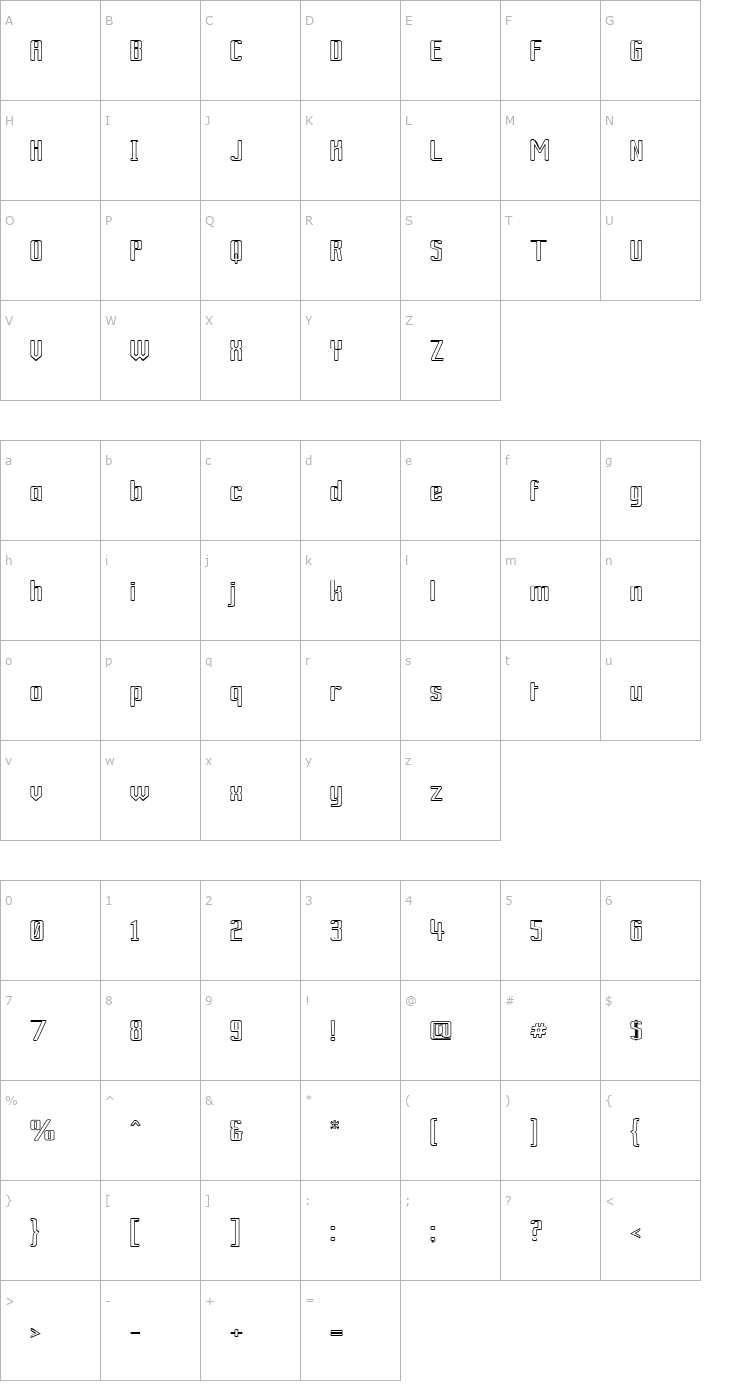 Character Map Ardour Outline Font