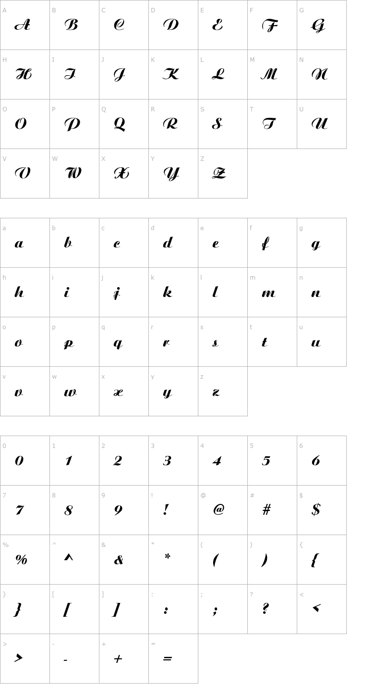 Character Map Ariston Font