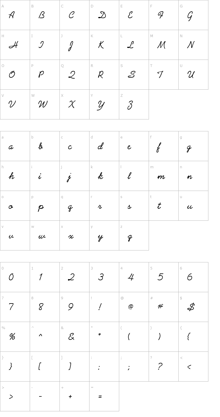 Character Map Arizona-Regular Font