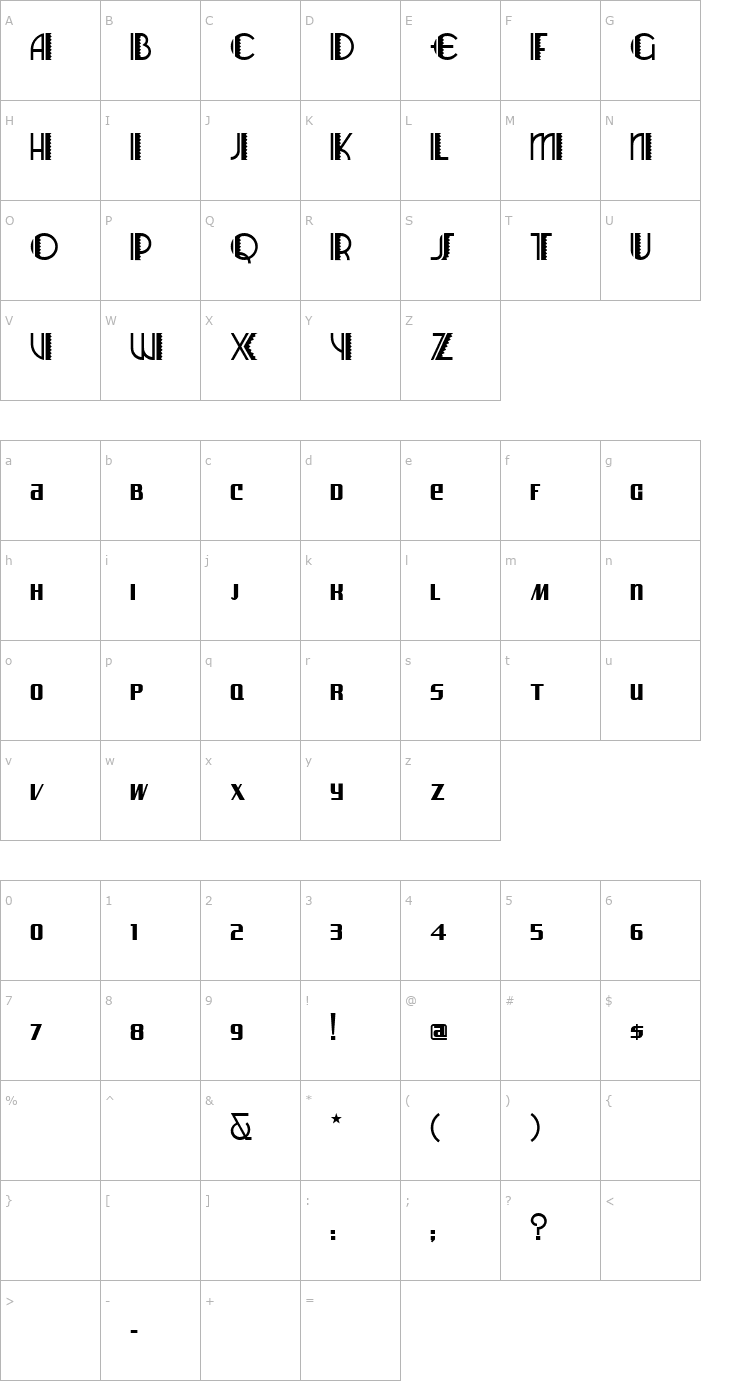 Character Map ArizonaAirwaysNF Font