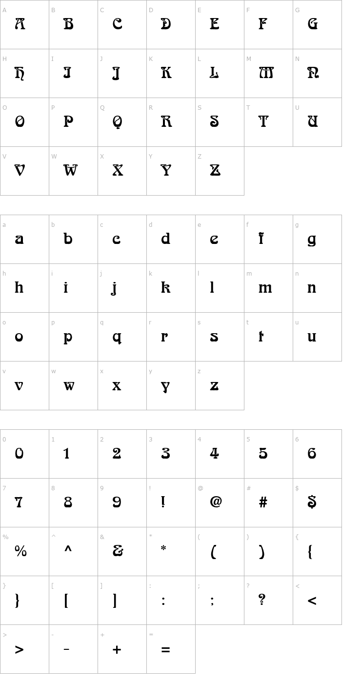 Character Map ArnoldBoecklinStd Font