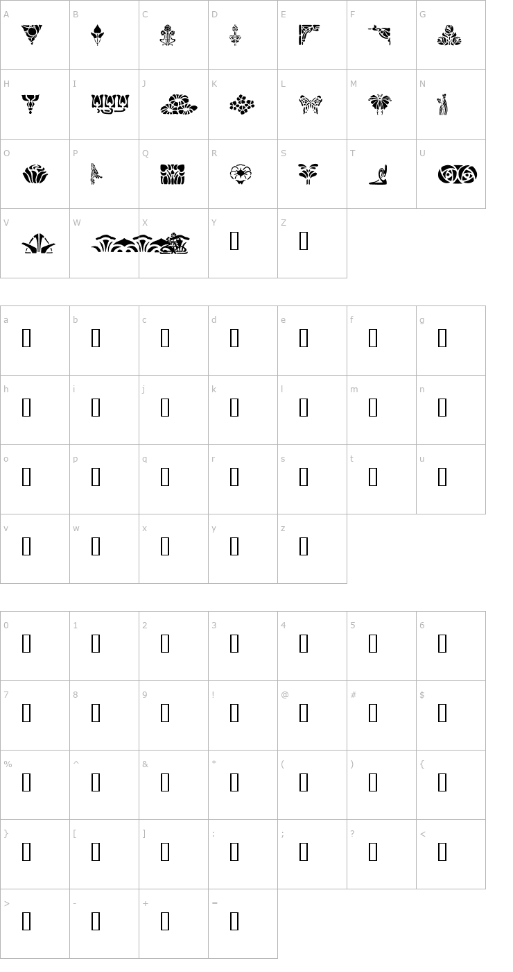 Character Map ArtNouveau1 Font