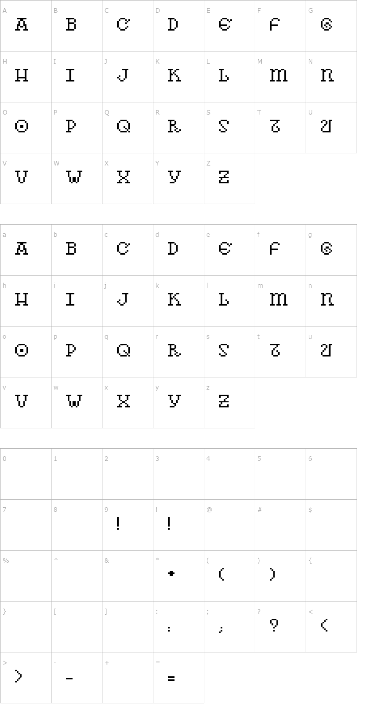 Character Map As pedras da Belle Otero Font