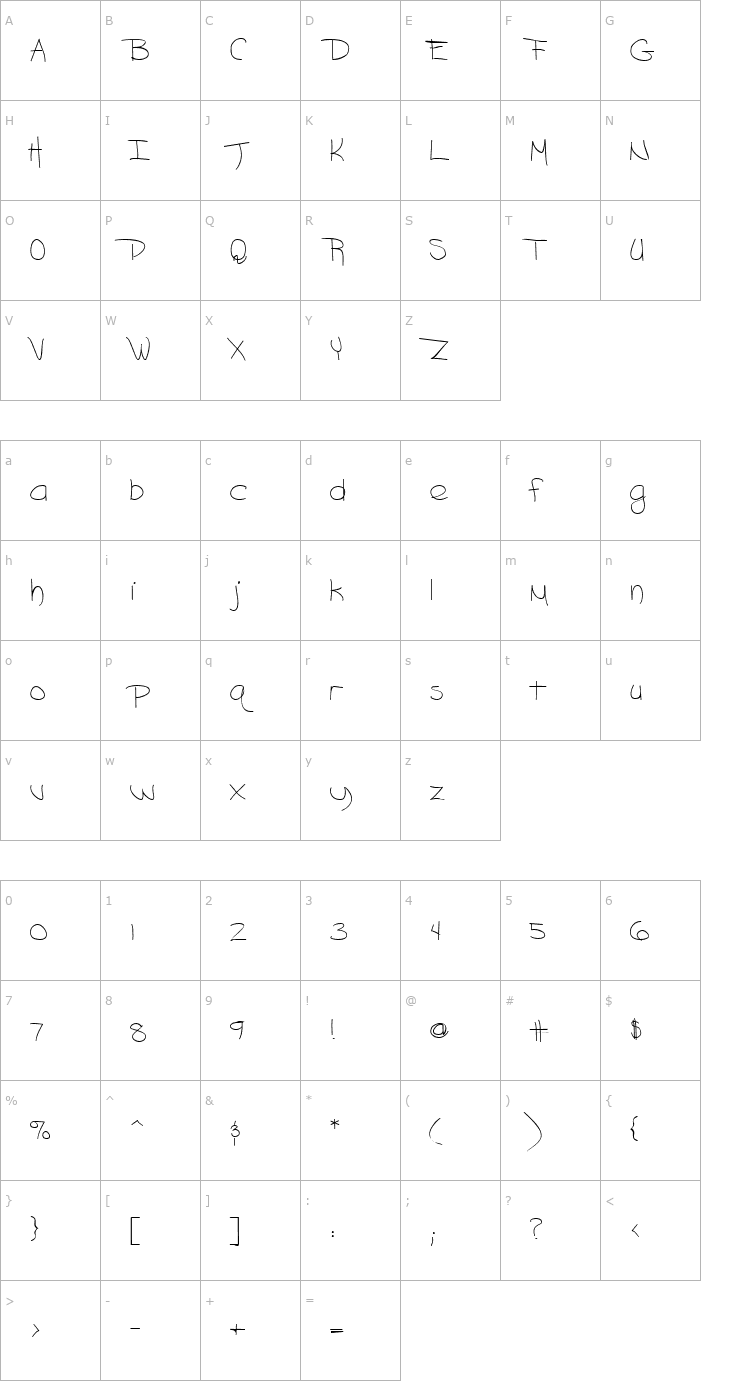 Character Map Ashley Font