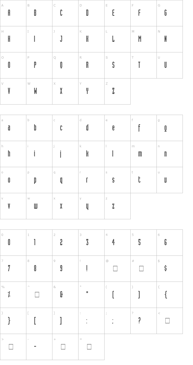 Character Map Assembly Outline SSi Alternate Font