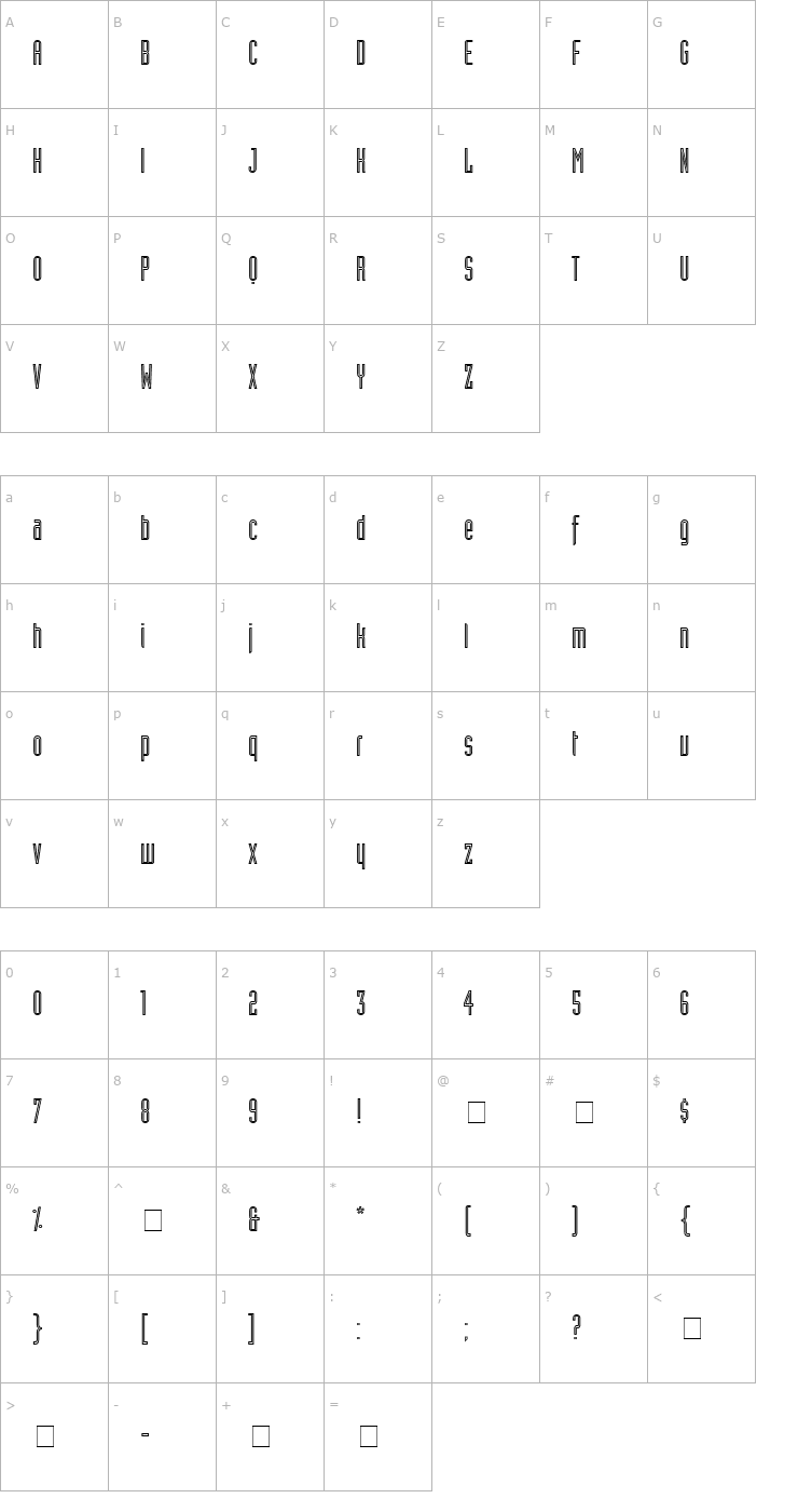 Character Map Assembly Outline SSi Font