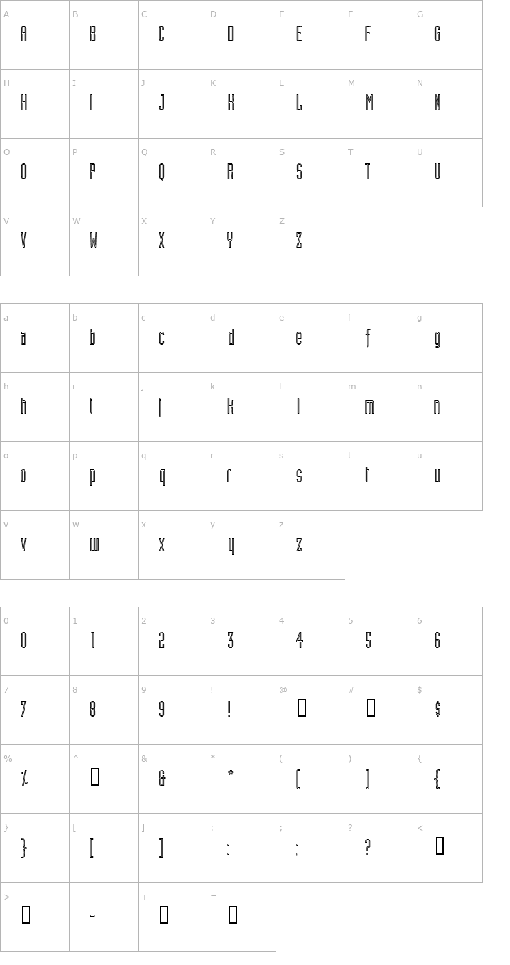 Character Map AssemblyOutlineSSK Font