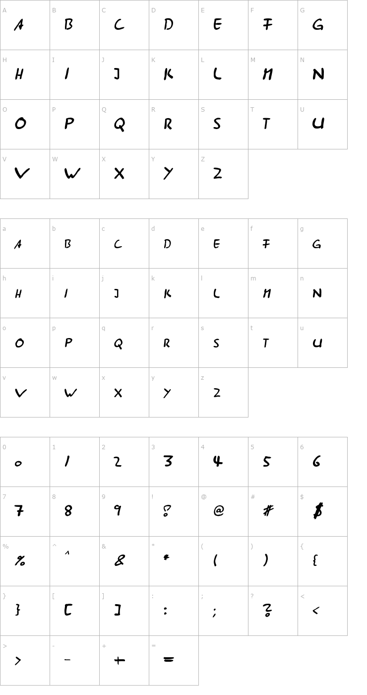 Character Map AST285 Font